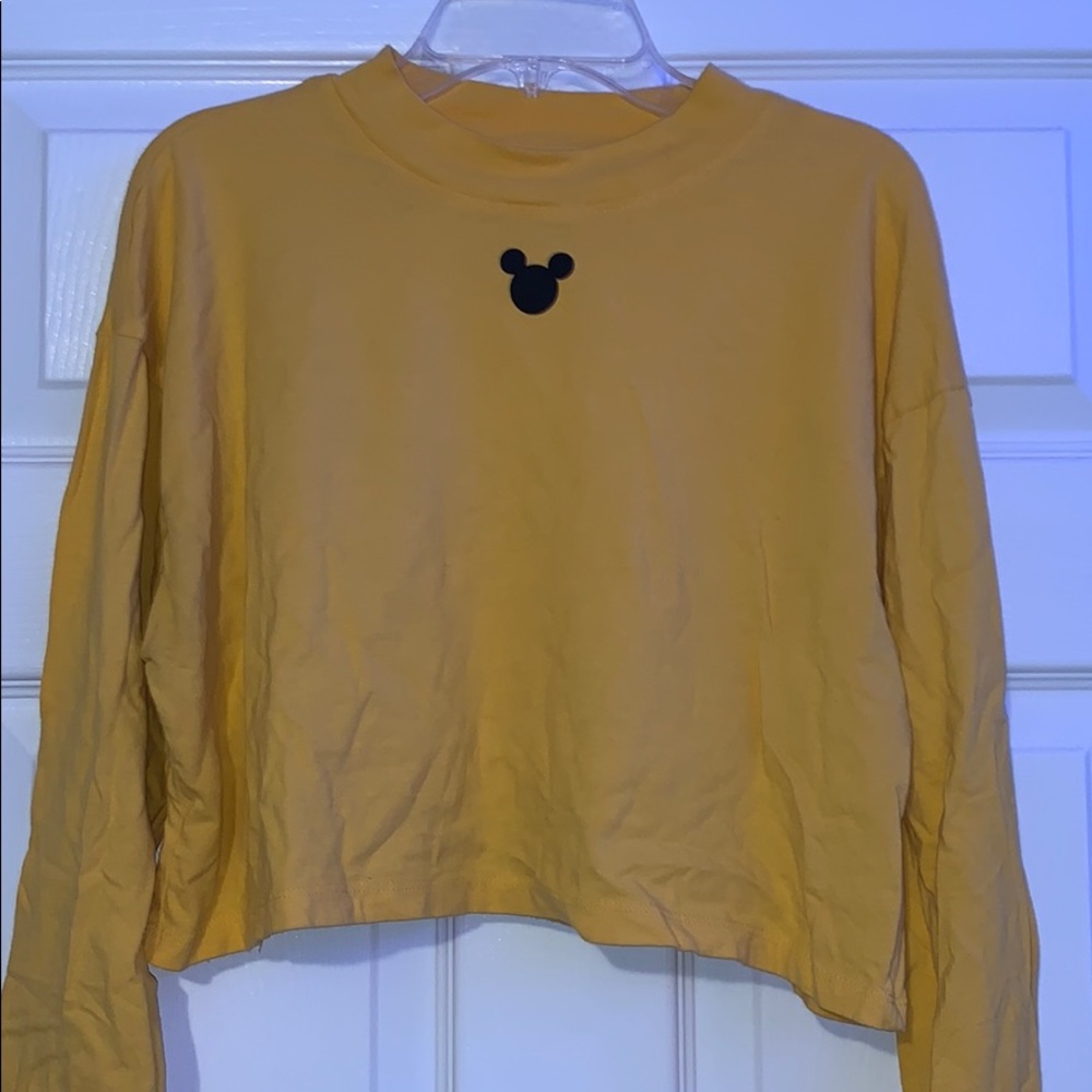 Yellow Crop Top with Mickey Mouse Logo
